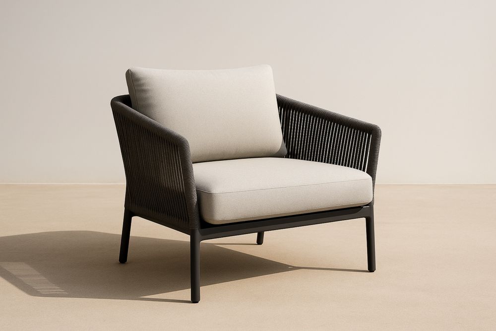 Szürke poliészter párnás kerti fotel alumínium vázzal és acél szerkezettel, 76×72×80 cm-Hogarmejors