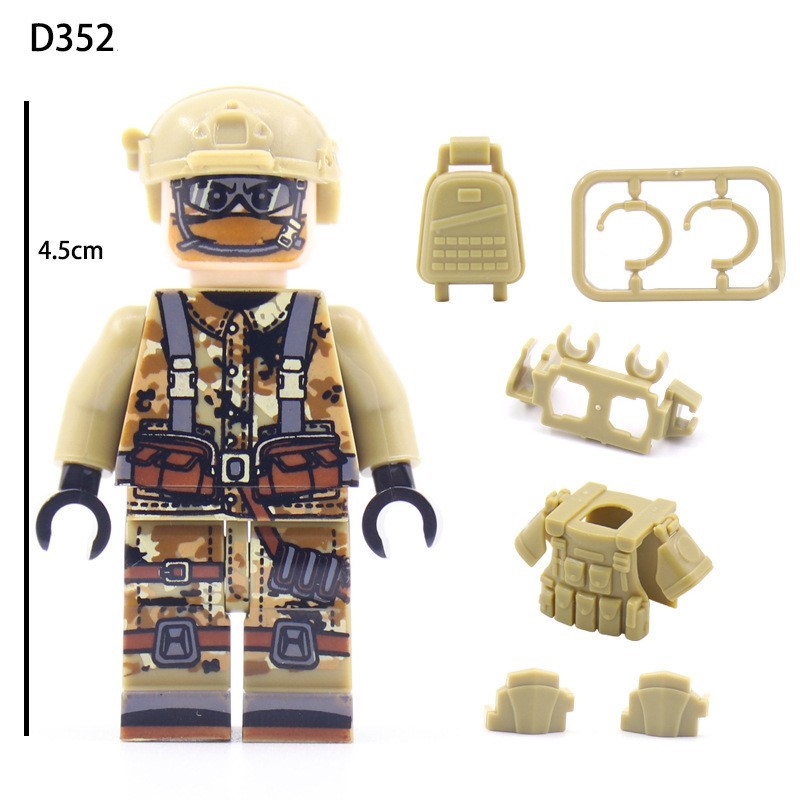 Zestaw minifigurek wojskowych, akcesoria do minifigurek Ghost Swat, kamizelka, plecak, pas, małe akcesoria do klocków