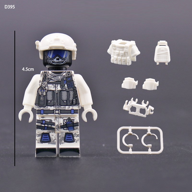 Zestaw minifigurek wojskowych, akcesoria do minifigurek Ghost Swat, kamizelka, plecak, pas, małe akcesoria do klocków