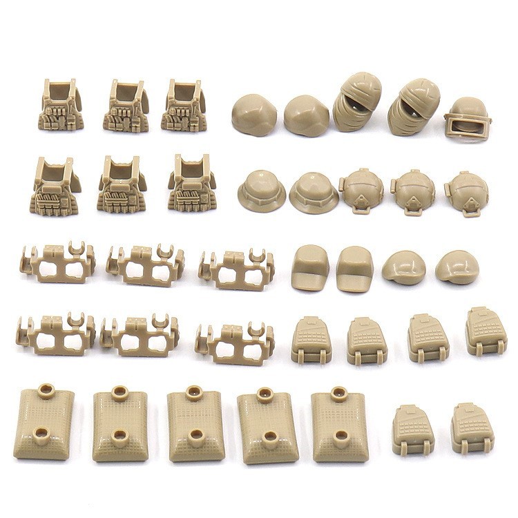 Moc Figure Accessories, Military Gear Bags, Helmets, Vests, Sandbags, And Small Building Block Accessories