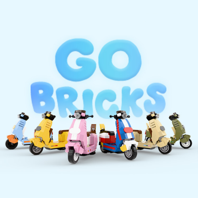 Zestaw MOC GOBRICKS, retro motocykl elektryczny, nr: HZZQ202541-46