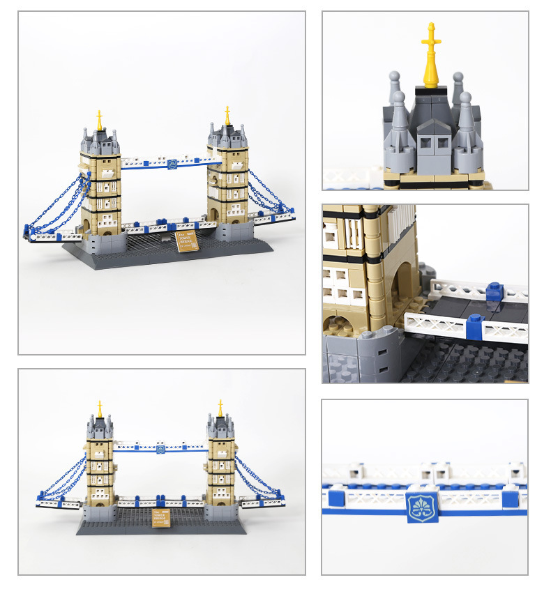 Wangge-4219 Zestaw mostów Twin Tower Bridge w Londynie, kompatybilny z małymi klockami, zestaw kolekcjonerski i edukacyjny