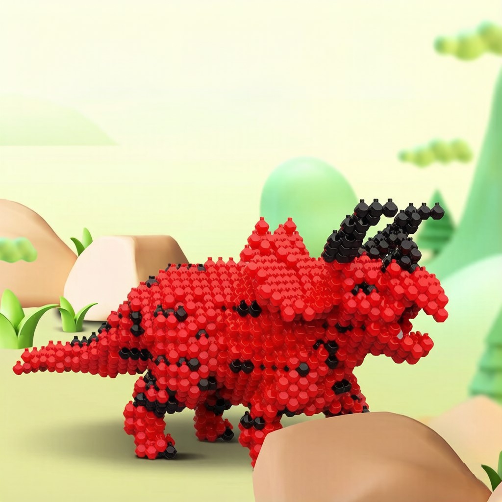 Zestaw konstrukcyjny KADELE Triceratops – 519 elementów, układanka 3D z dinozaurem, edukacyjna zabawka STEM dla dzieci