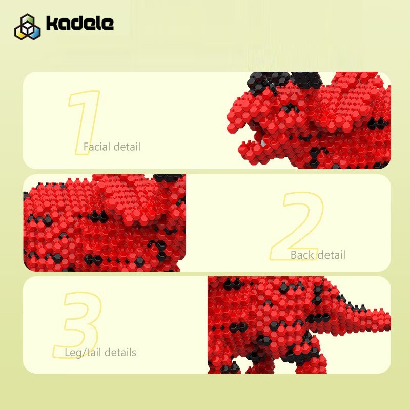 Zestaw konstrukcyjny KADELE Triceratops – 519 elementów, układanka 3D z dinozaurem, edukacyjna zabawka STEM dla dzieci