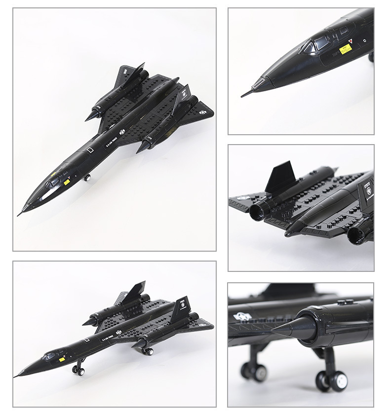 Samolot rozpoznawczy SR-71 Blackbird, model wojskowy – zabawka edukacyjna, kompatybilna z klockami konstrukcyjnymi z małych cząstek