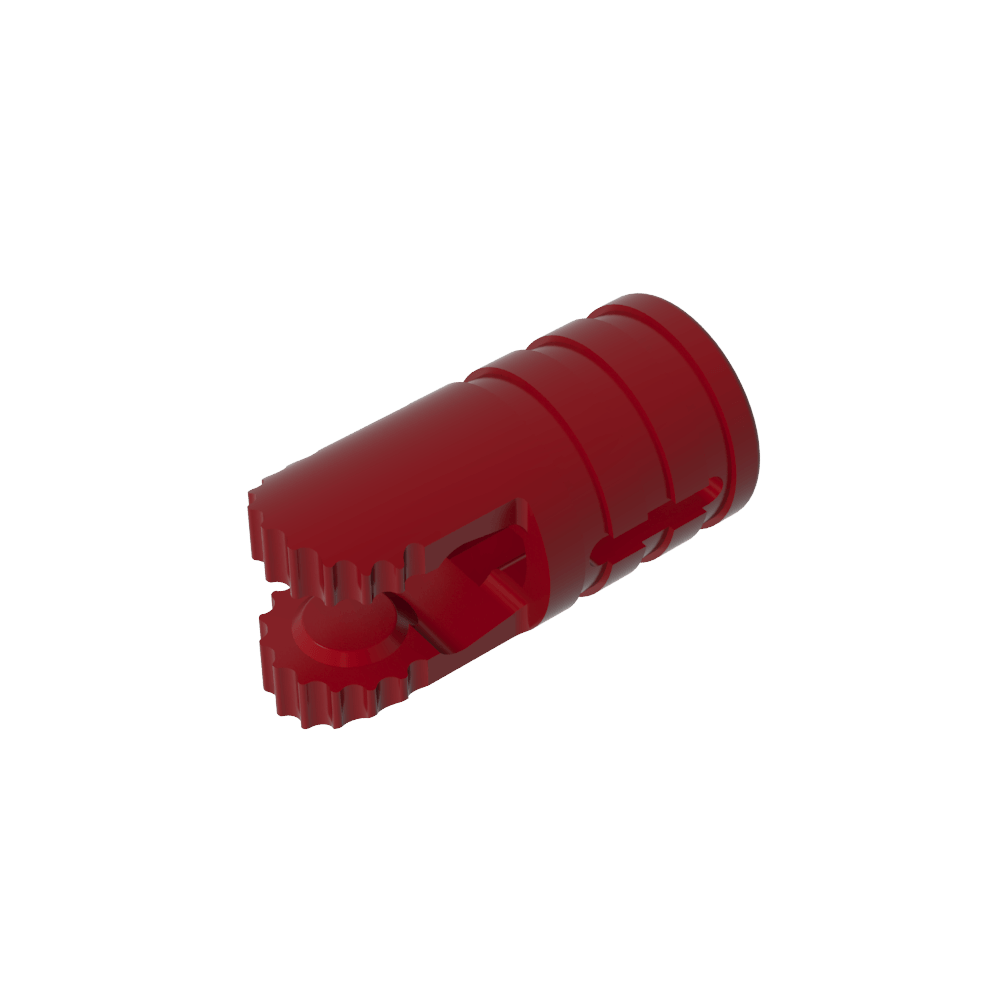 Hinge Cylinder 1 x 2 Locking with 2 Click Fingers and Axle Hole, 9 Teeth