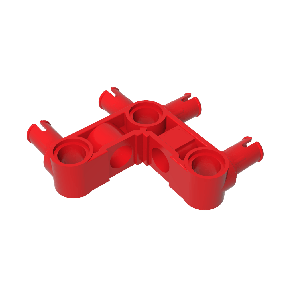 Technic Pin Connector Hub Perpendicular 3 x 3 Bent with 4 Pins (Pin Ridges Across Part)