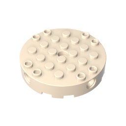 6x6 circular shape with four side pin holes and a center hole