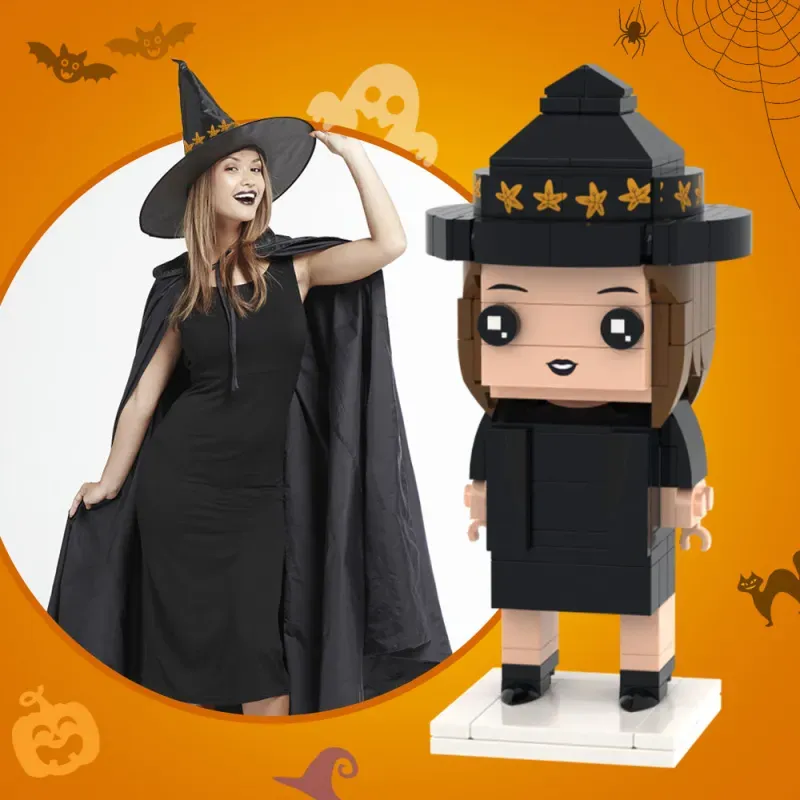Figurki z klocków na Halloween, spersonalizowane figurki DIY, małe klocki z cząsteczkami