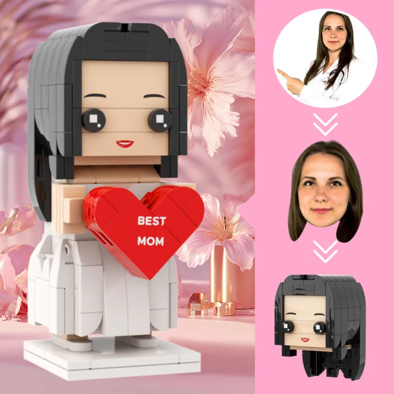 Spersonalizowany prezent na Dzień Matki, personalizowane figurki z cegły w kształcie głowy dla najlepszej mamy
