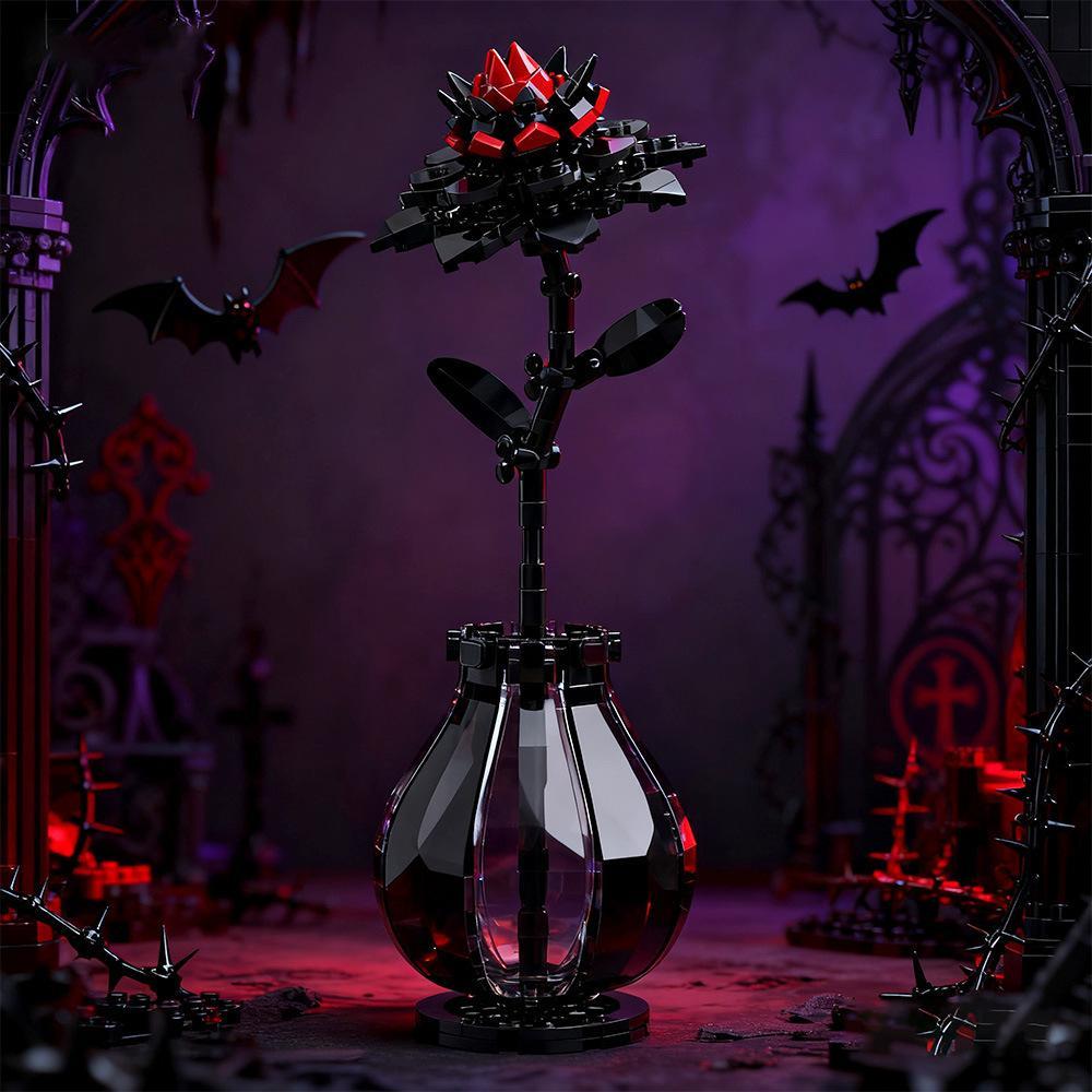 Zestaw MOC „Halloween Red Dahlia”, kompatybilny z małymi klockowymi modelami wystawowymi kwiatów