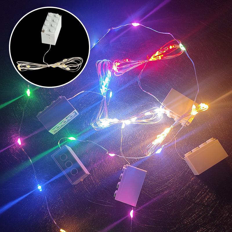 2*4 lampki choinkowe z klocków, lampki LED z małymi cząsteczkami, akcesoria do oświetlenia scen architektonicznych