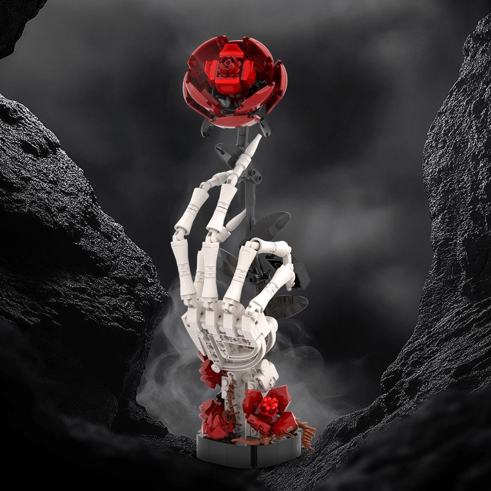 Kompatybilny z zestawami MOC Small-Particle, zestaw klocków Skull Rose