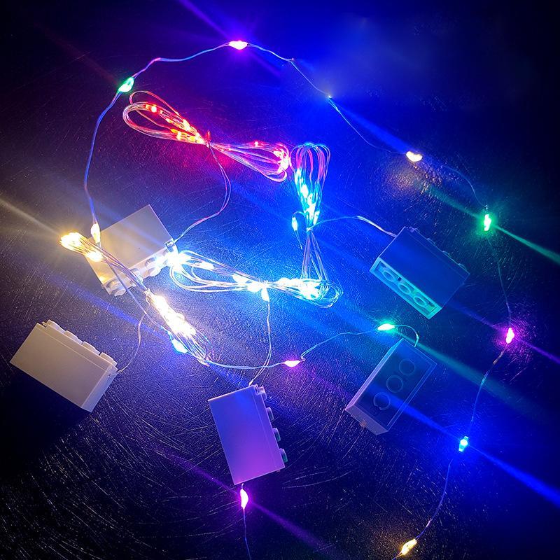 2*4 lampki choinkowe z klocków, lampki LED z małymi cząsteczkami, akcesoria do oświetlenia scen architektonicznych