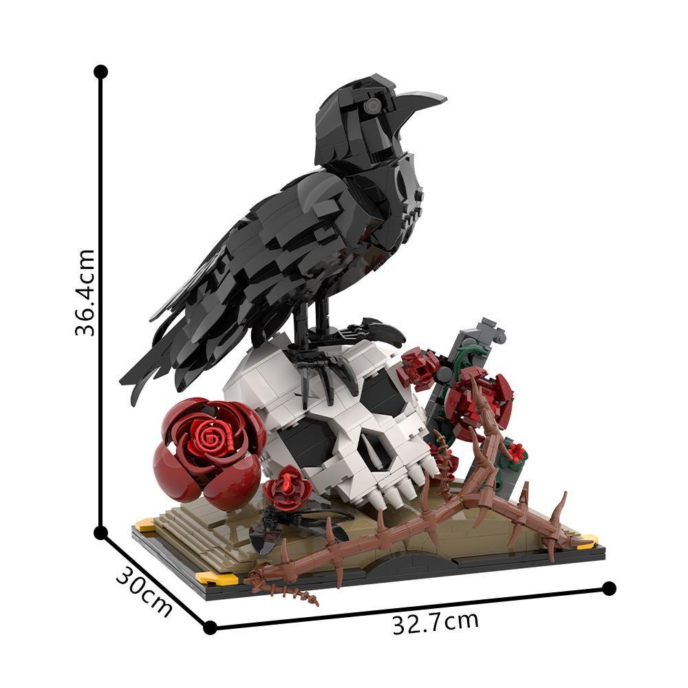 Kompatybilny z zestawami MOC Small-Particle, Raven Skull i Flower Halloween Building Block Ornament