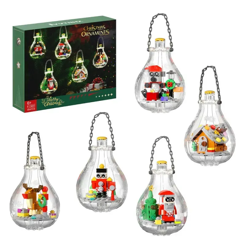 Zelfgemaakte kerstboomversiering van bouwblokken, kerstdecoratie van bouwblokken, speciaal kerstcadeau voor kinderen
