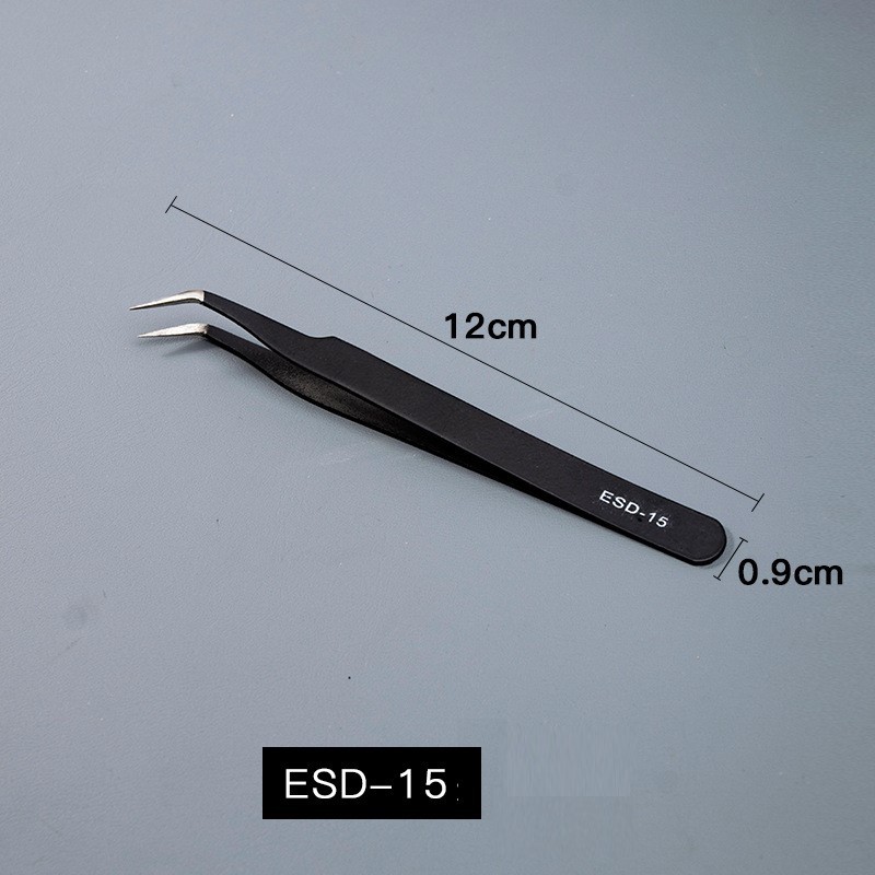 Antistatische pincet van roestvrij staal - Rechte/gebogen uiteinden voor elektronica
