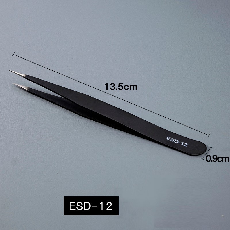 Antistatische pincet van roestvrij staal - Rechte/gebogen uiteinden voor elektronica