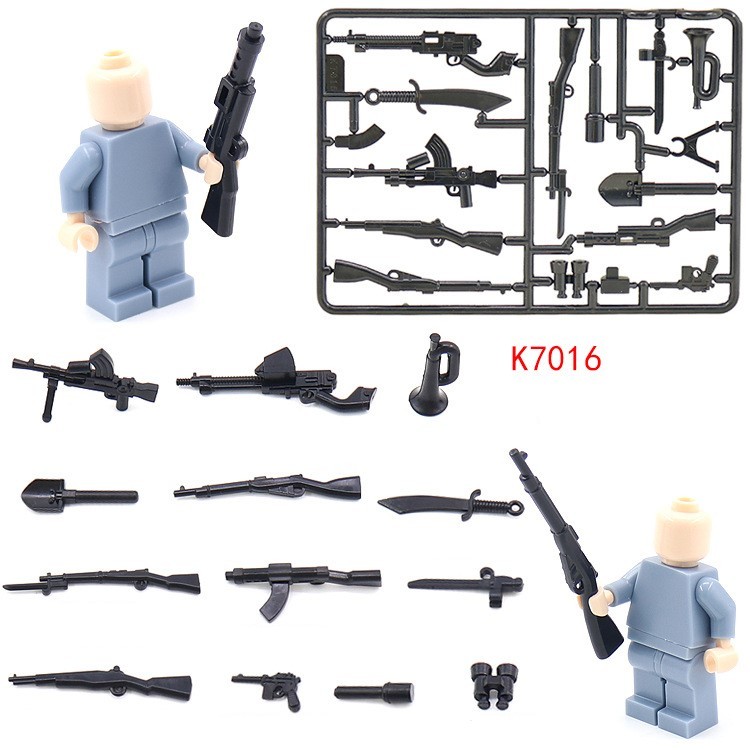 Compatibel met moderne militaire uitrusting, vuurwapens en wapenaccessoires van speciale eenheden, en kleine bouwblokjes (set van 10).