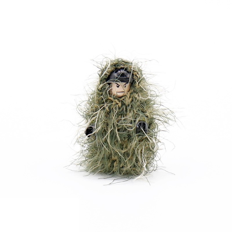 MOC Gras- en Sneeuwcamouflagepak, Handgemaakt wollen camouflagepak, Blokfiguur met uitrustingsaccessoires x 10