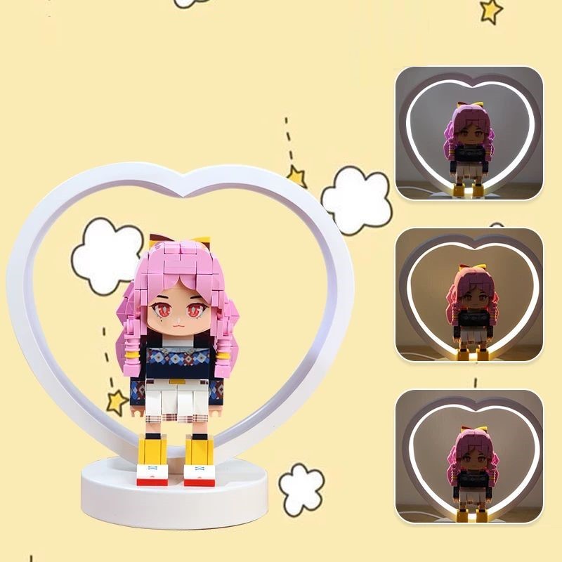 Gepersonaliseerde Brick Figures Nachtlampje, DIY Handgemaakt Figuurtje, Valentijnsdag Cadeau voor Vriendin of Vrouw