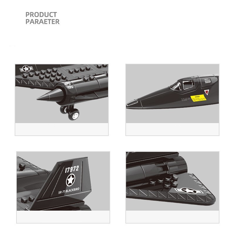 SR-71 Blackbird verkenningsvliegtuig militair model - educatief speelgoed, compatibel met kleine bouwblokken