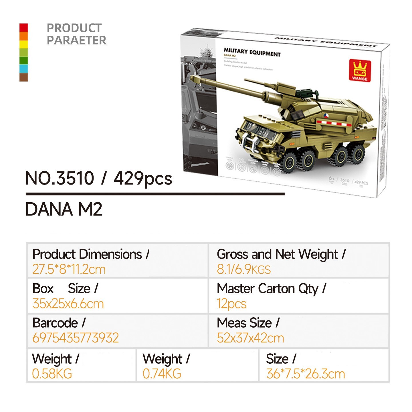 3510-3517 Compatibel met bouwblokken met kleine deeltjes, militaire pantservoertuigen en tankmodellen.