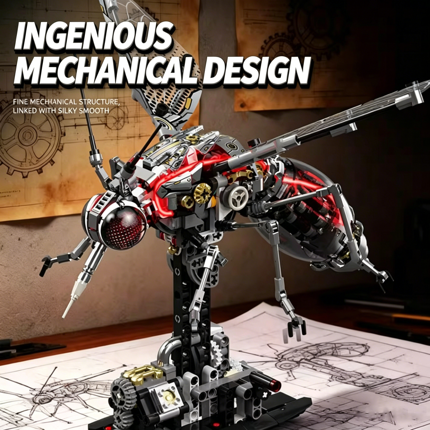 Mechanisch dierenfiguurtje - Compatibel met modelbouwsets met kleine bouwblokjes