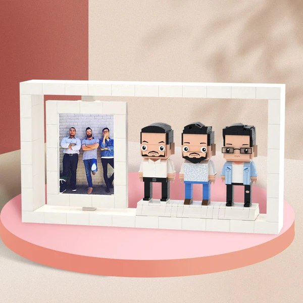 Volledig aanpasbare fotolijst voor 2-3 personen, gepersonaliseerd minifiguur, uniek cadeau voor vrienden, partners, Valentijnsdag of verjaardag.