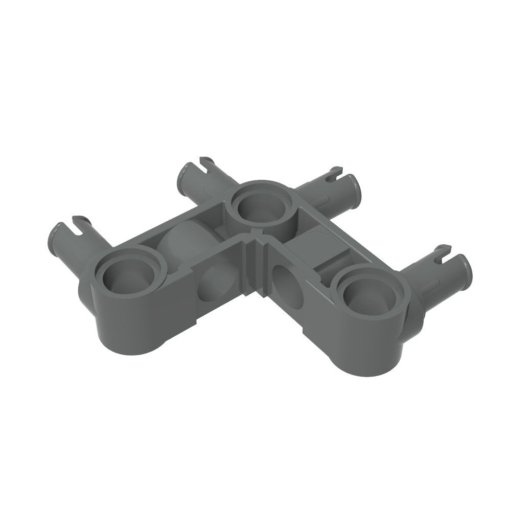 Technic Pin Connector Hub Perpendicular 3 x 3 Bent with 4 Pins (Pin Ridges Across Part)
