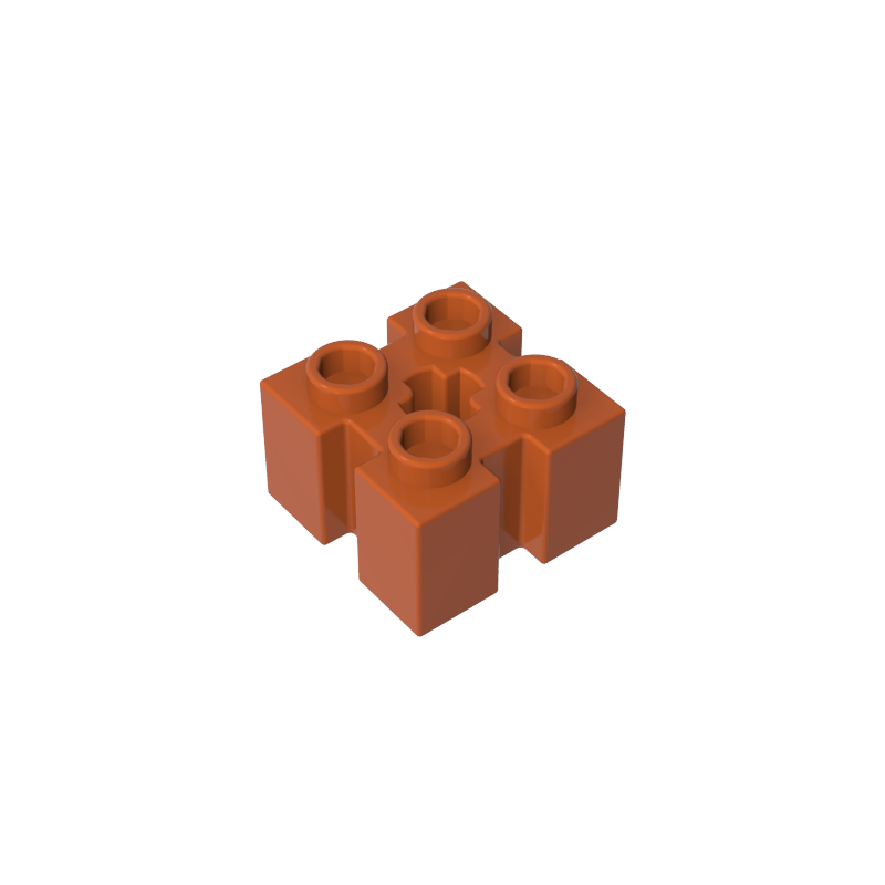 2x2 four-side grooved brick with center hole