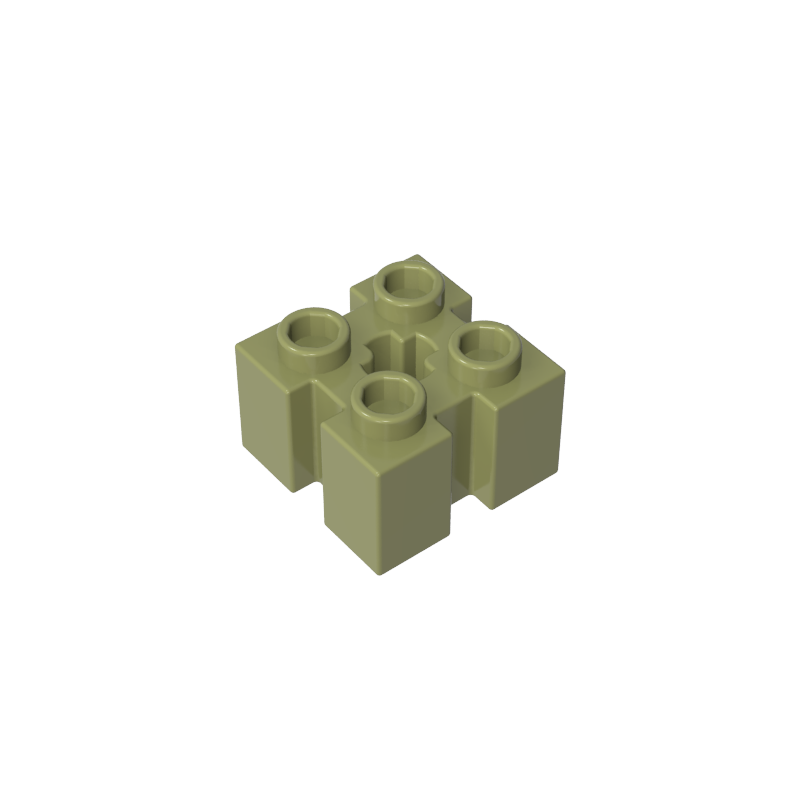 2x2 four-sided grooved central hole brick