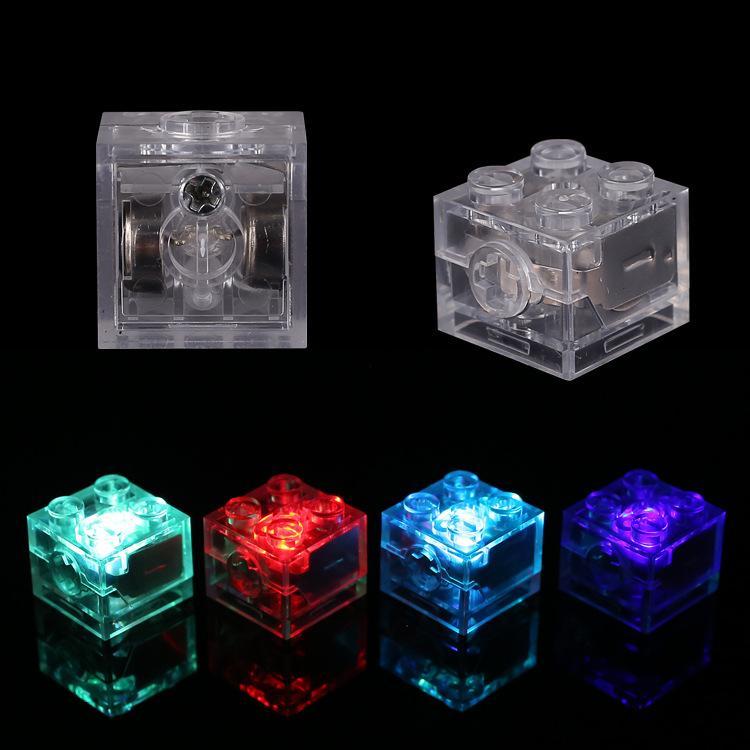 2x2 Baksteen LED-verlichting Accessoires, Compatibel met Kleine Bouwblokjes, LED-verlichting Meerkleurig Knipperend Speelgoed Accessoires