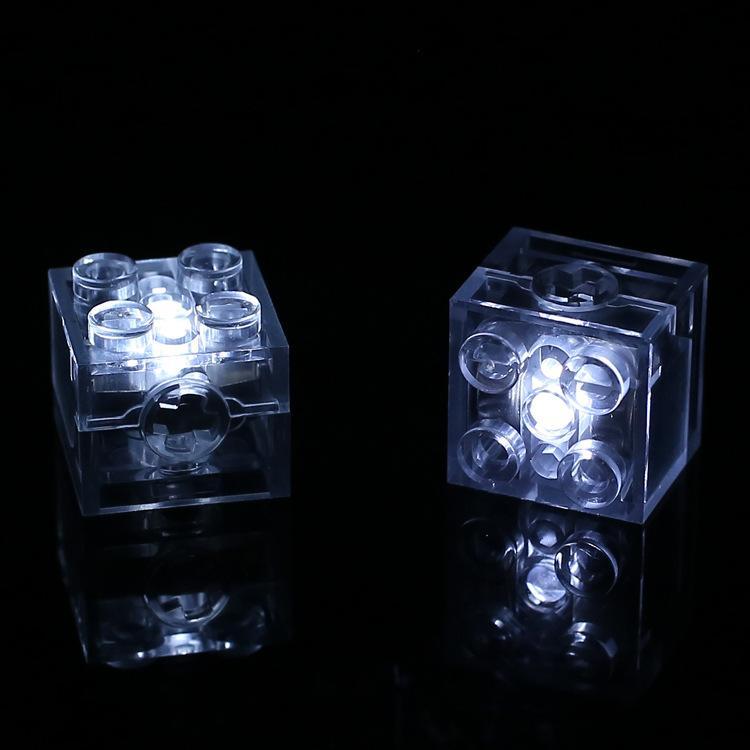 2x2 Baksteen LED-verlichting Accessoires, Compatibel met Kleine Bouwblokjes, LED-verlichting Meerkleurig Knipperend Speelgoed Accessoires