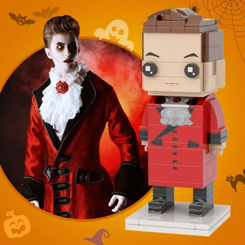 Halloween-figuren van baksteen in hun geheel, gepersonaliseerde doe-het-zelf-figuren, speelgoed van kleine bouwstenen