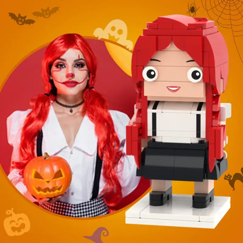 Halloween-figuren van baksteen in hun geheel, gepersonaliseerde doe-het-zelf-figuren, speelgoed van kleine bouwstenen