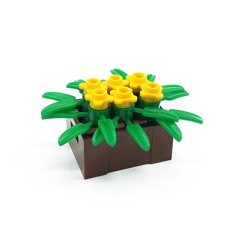 Tuinscène bouwblokken, compatibel met kleine bloemvelden en bloemperken, botanische tuin MOC-set