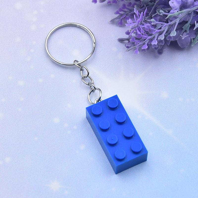 Gepersonaliseerde sleutelhanger met bouwblokjes in snoepkleuren (2x4 inch), dubbelzijdig hangend ornament met logo en afbeelding