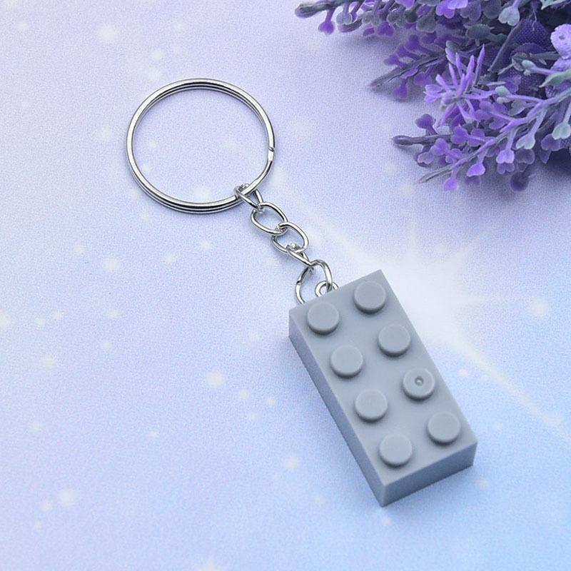 Gepersonaliseerde sleutelhanger met bouwblokjes in snoepkleuren (2x4 inch), dubbelzijdig hangend ornament met logo en afbeelding