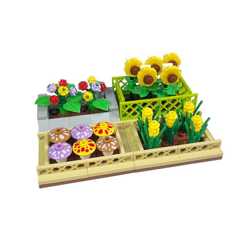 Tuinscène bouwblokken, compatibel met kleine bloemvelden en bloemperken, botanische tuin MOC-set
