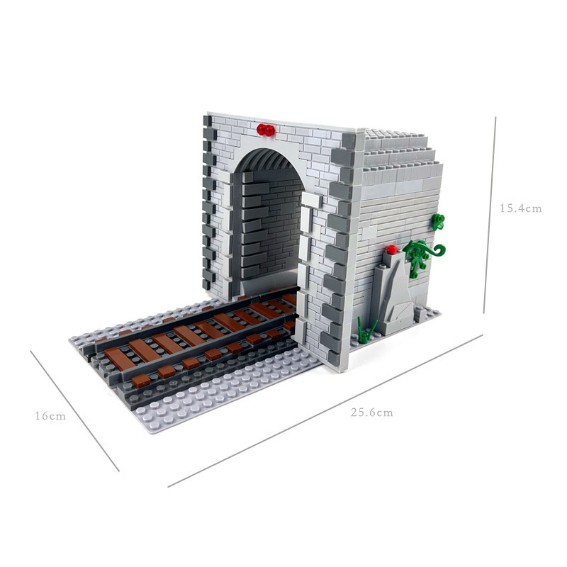 Treinspoorlandschap, kleine bouwblokjes voor treinspooraccessoires, doe-het-zelf treintunnel wachtruimteset