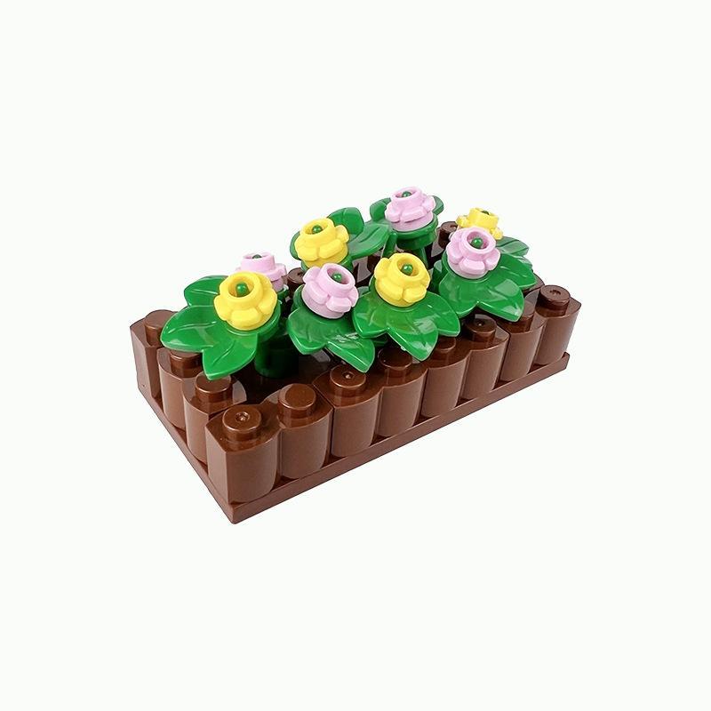 Tuinscène bouwblokken, compatibel met kleine bloemvelden en bloemperken, botanische tuin MOC-set