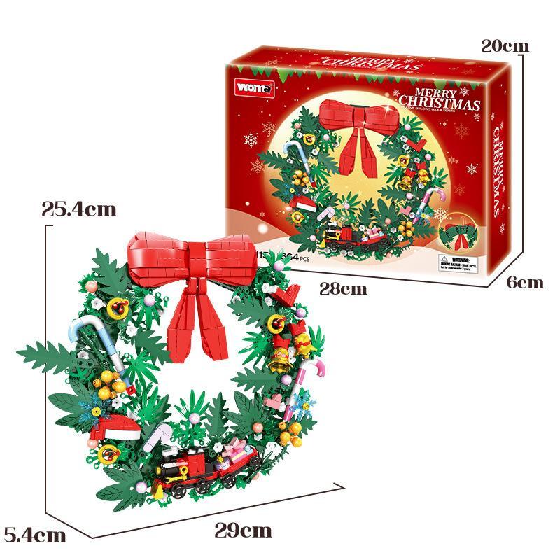 Kerstkrans van bouwblokken, geschikt voor kleine bouwstenen – Kerstdecoratie voor thuis