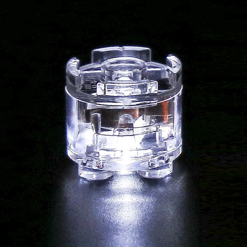 2x2 ronde bouwbloklamp, compatibel met kleine bouwblokjes, LED-lampje met meerkleurig knipperend effect, speelgoedaccessoire