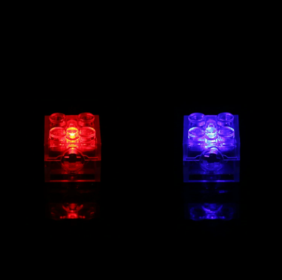 2x2 Baksteen LED-verlichting Accessoires, Compatibel met Kleine Bouwblokjes, LED-verlichting Meerkleurig Knipperend Speelgoed Accessoires