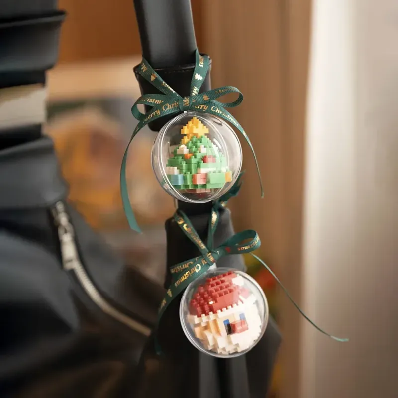 Decorazioni natalizie con blocchi da costruzione a microparticelle, decorazioni natalizie con blocchi da costruzione, divertenti decorazioni per le feste per bambini