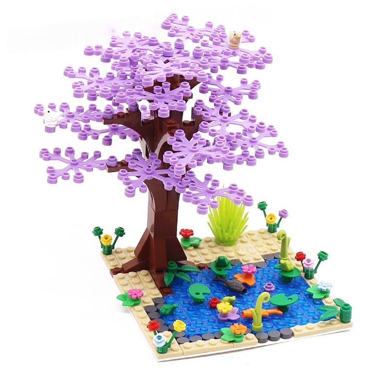 Kit di costruzione definitivo per laghetto e alberi, 296 mattoncini 2417/93551/33320, paesaggio naturale multicolore