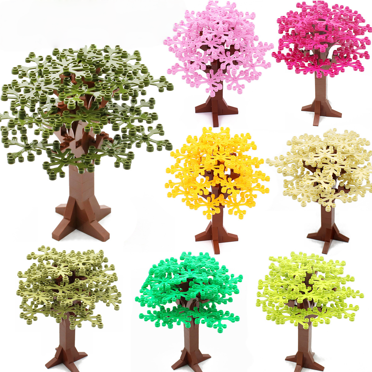 Piccoli blocchi da costruzione in plastica, set di 58 alberi x 3, #2417 Scena fai da te MOC