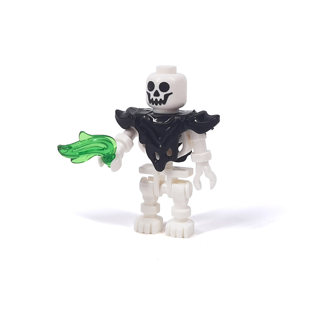 Statuette di scheletri per Halloween, figure di fantasmi e del dio della morte, statuette di scene di cimitero realizzate con blocchi da costruzione.