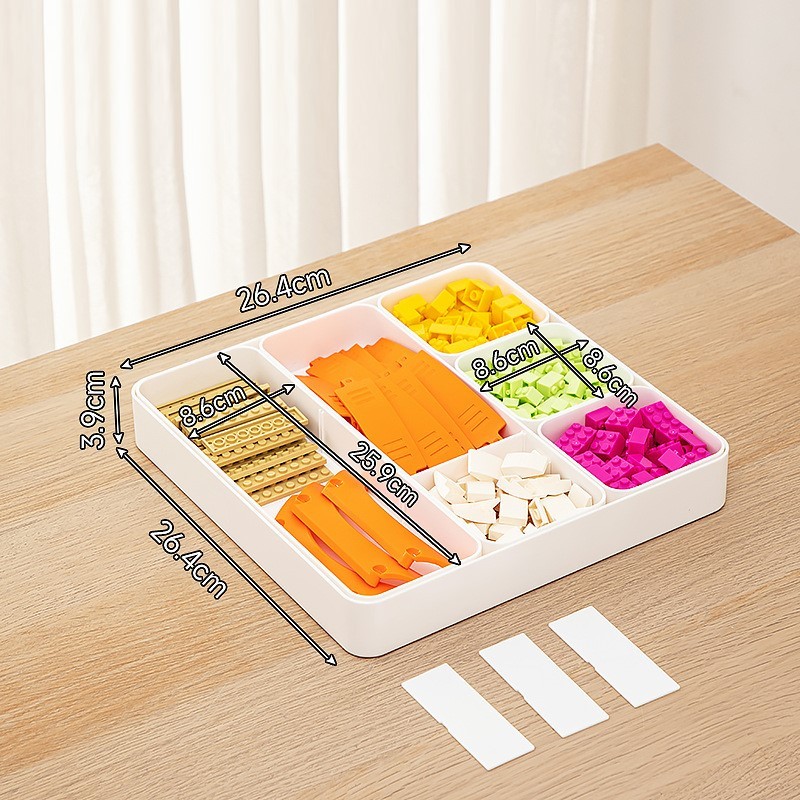 Scatole per smistare mattoncini riconfigurabili, vassoi per smistare puzzle, scatole per riporre piccoli pezzi, scatola per riporre i mattoncini